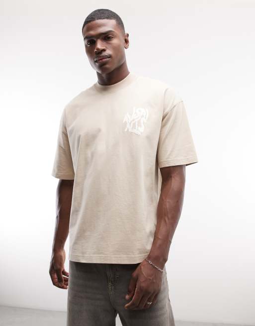 AllSaints Orlando logo t-shirt with back print in light brown, 5 of 5