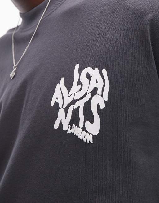 AllSaints – Orlando – Niebieski T-shirt z nadrukiem na plecach, 3 z 4
