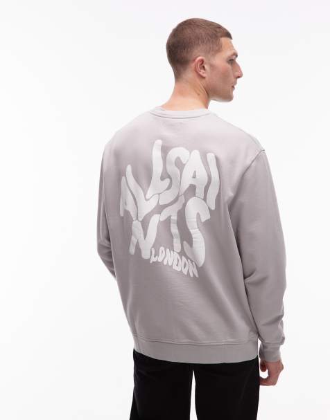AllSaints - Orlando - Sweatshirt met ronde hals en witte print op de achterkant in lichtgrijs - view 1