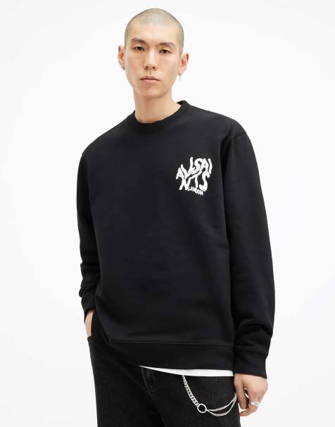 AllSaints - Orlando - Sweatshirt met ronde hals in gitzwart - view 1