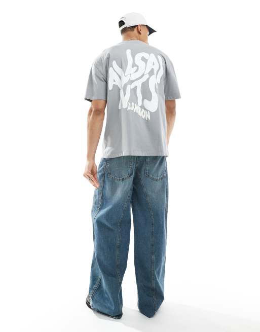 AllSaints – Orlando – Szary T-shirt z nadrukiem na plecach, 3 z 4