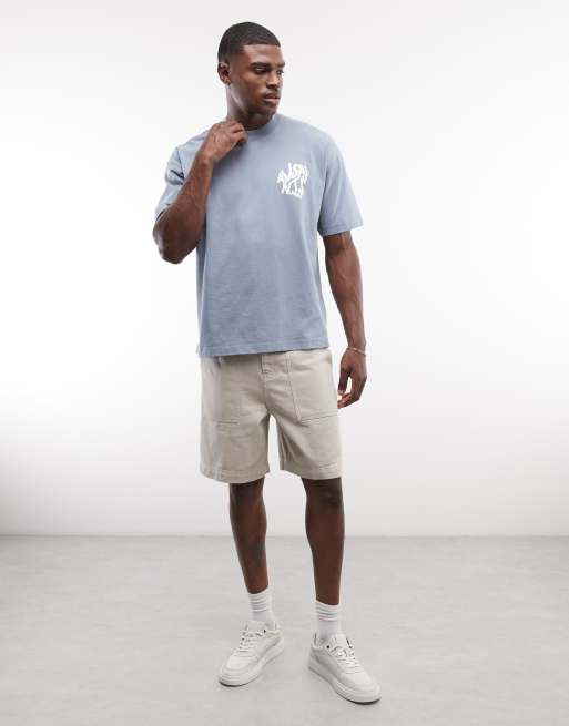 AllSaints - Orlando - T-shirt blu scuro con logo e stampa sul retro, 2 di 5