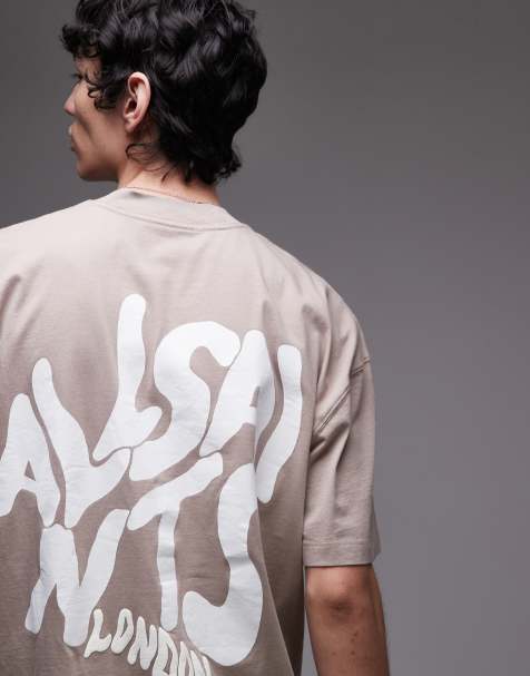 AllSaints - Orlando - T-shirt color tortora con stampa sul retro - view 1