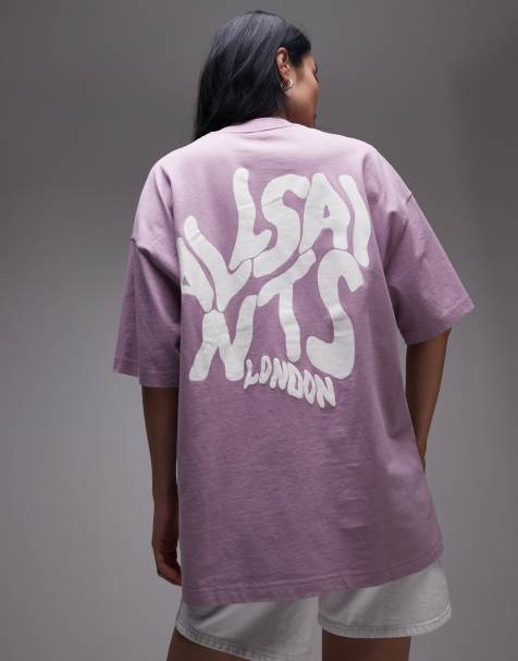 Allsaints Orlando t-shirt in ashed purple - PURPLE - view 1