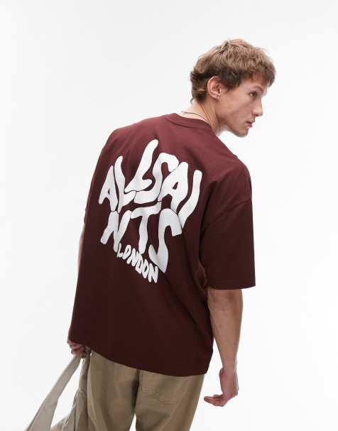AllSaints – Orlando – T-Shirt in Marsrot mit Rückenprint - view 1