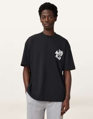 T-shirt Homme AllSaints – Noir – Col Rond, Manches Courtes – Taille L – Occasion Parfait état
