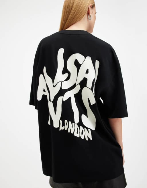AllSaints - Orlando - T-shirt met ronde hals en korte mouwen in zwart met wassing