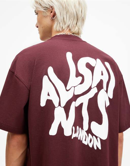 AllSaints - Orlando - T-shirt ras de cou à manches courtes - Rouge Mars