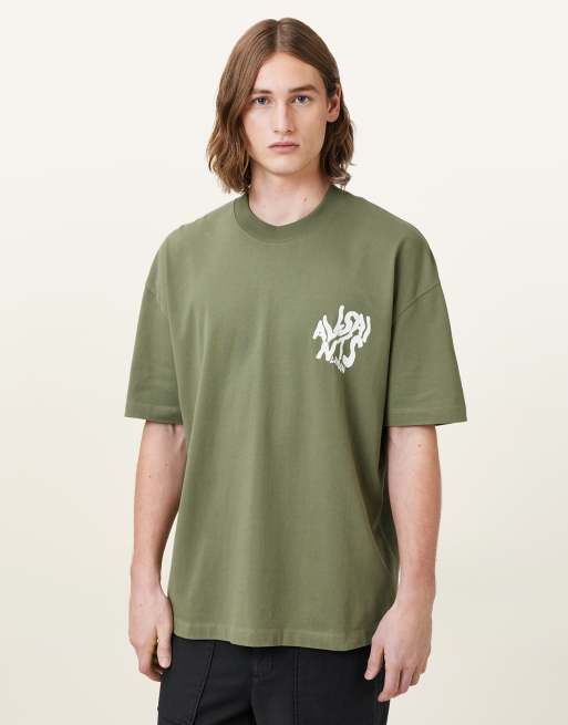AllSaints - Brace - T-shirt en coton brossé - Bleu | ASOS