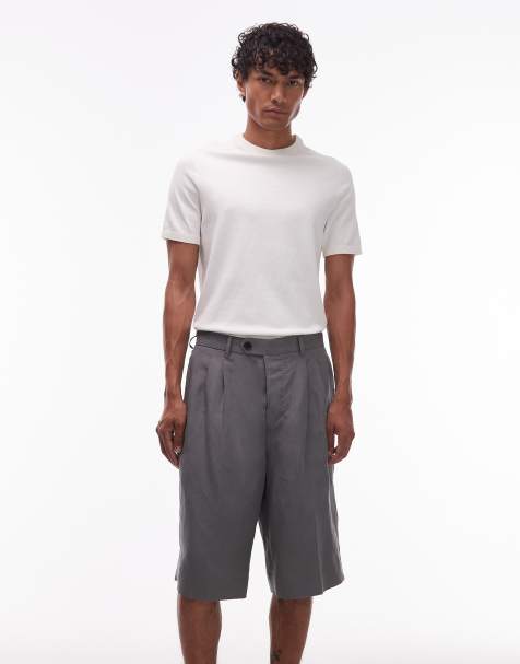 Allsaints Orpheus tailored shorts in light grey - view 1