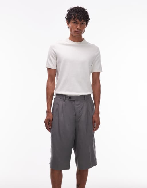 AllSaints Orpheus tailored shorts in light grey