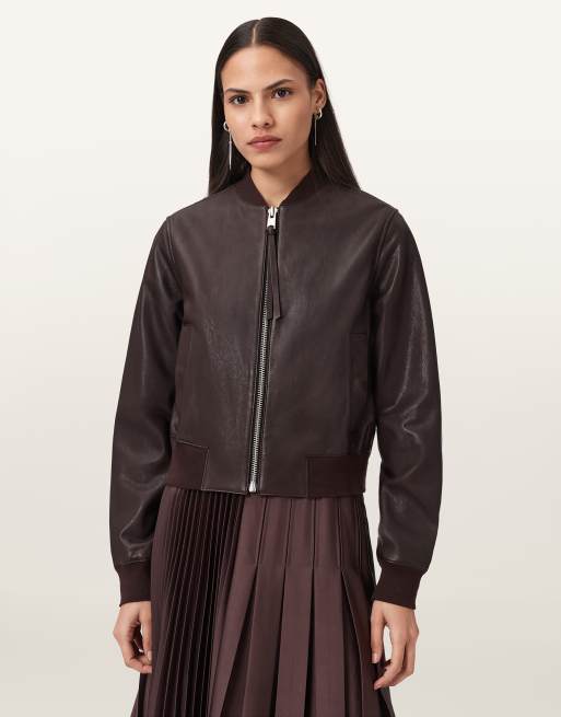 AllSaints – Orten – Bomberjacke in Ochsenblutrot