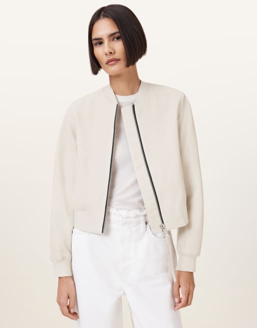 AllSaints – Orten – Bomberjacke in Onyx-Weiß