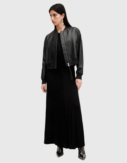 AllSaints Orten leather bomber jacket in black, 2 of 4