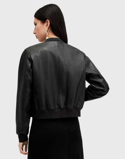 AllSaints – Orten – Schwarze Bomberjacke aus Leder, 4 von 4
