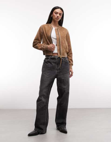 AllSaints Orten Whip suede bomber jacket in light brown - view 1