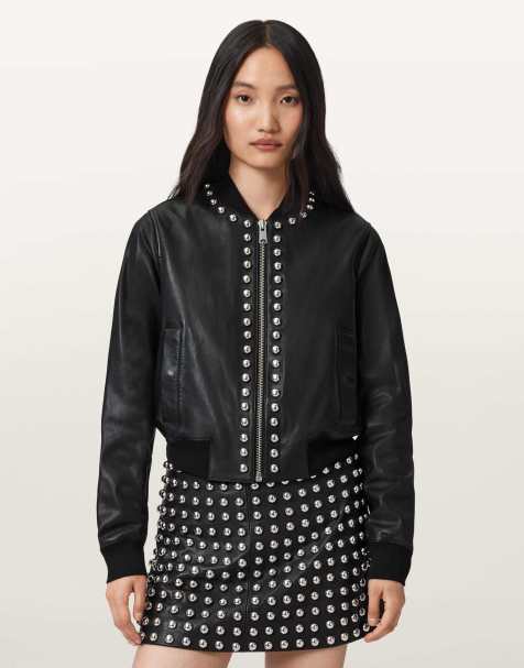 AllSaints – Orten Wilder – Bomberjacke in Schwarz - view 1