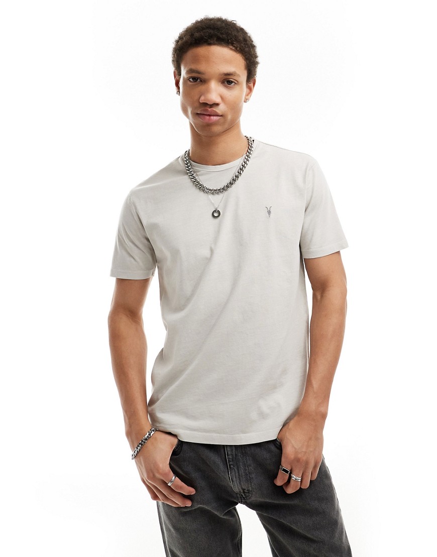 AllSaints Ossage crew t-shirt in milky grey