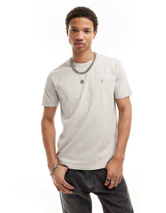 AllSaints - ossage crew t-shirt in milky grey