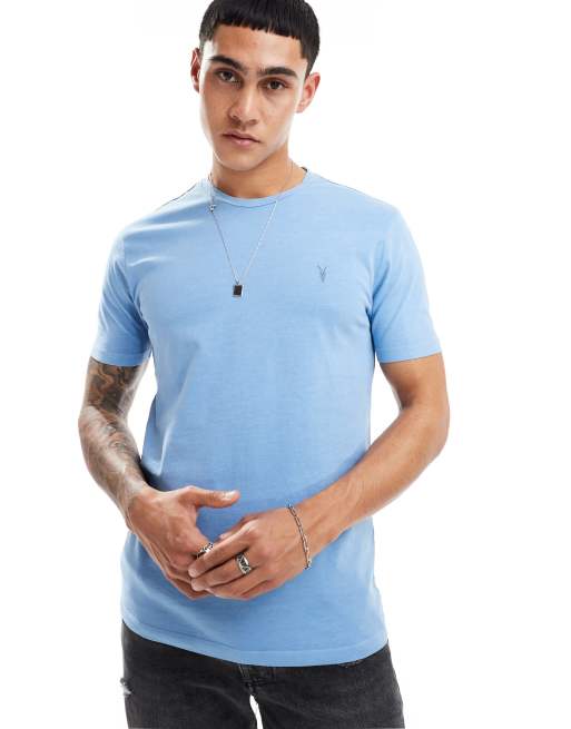 AllSaints – Ossage – T-Shirt in Blassblau mit Rundhalsausschnitt