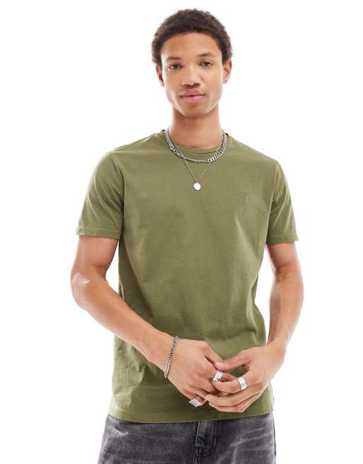 AllSaints – Ossage – Zielony dopasowany T-shirt