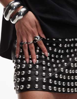 Allsaints Ottie Quilt Studded Skirt In Black