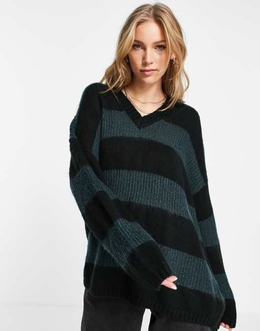 AllSaints oversized jumper in green stripe ASOS