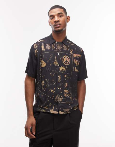 Allsaints pacify short sleeve shirt in black