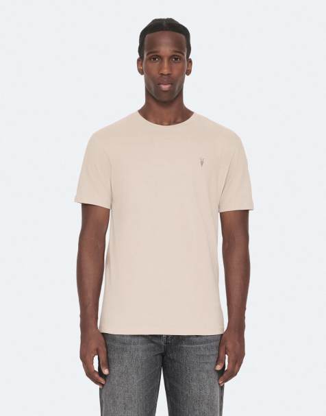AllSaints - pack de 3 camisetas de cuello redondo Brace de manga corta en rosa/topo/caqui - view 1