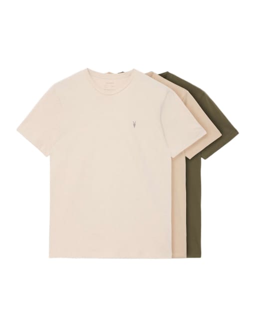 AllSaints - pack de 3 camisetas de cuello redondo Brace de manga corta en rosa/topo/caqui, 5 de 7