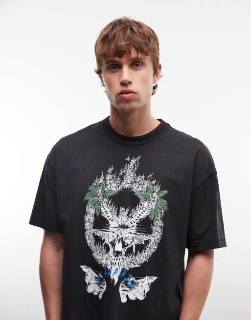 AllSaints – Palm Ripper – Kurzärmliges T-Shirt in Schwarz mit Grafik-Logo, 3 von 5