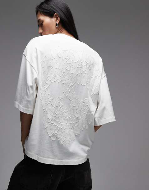 AllSaints paloma amelie back graphic T-shirt in optic white - view 1