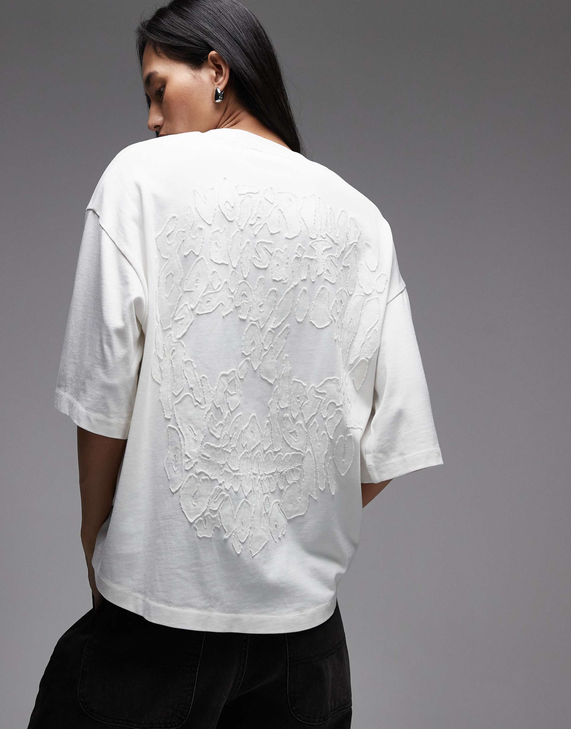 allsaints paloma amelie back graphic t-shirt in optic white