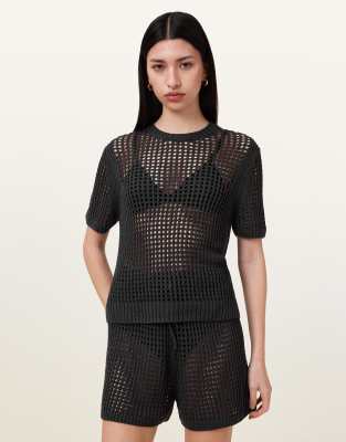 AllSaints - Paloma - T-Shirt in Anthrazit-Grau