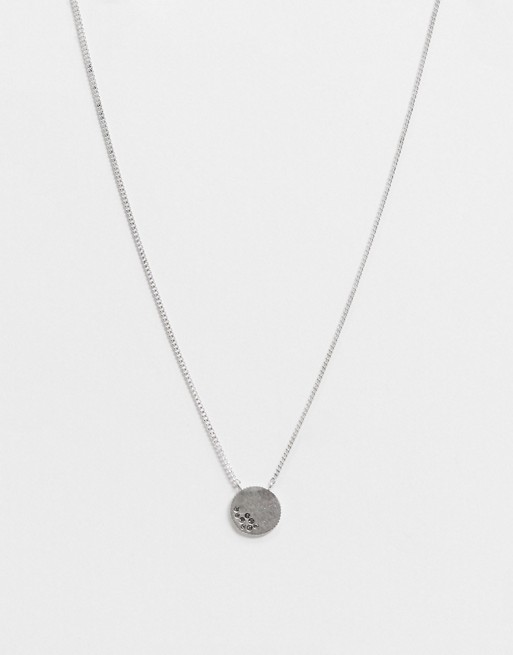 AllSaints pave stone pendant necklace in silver