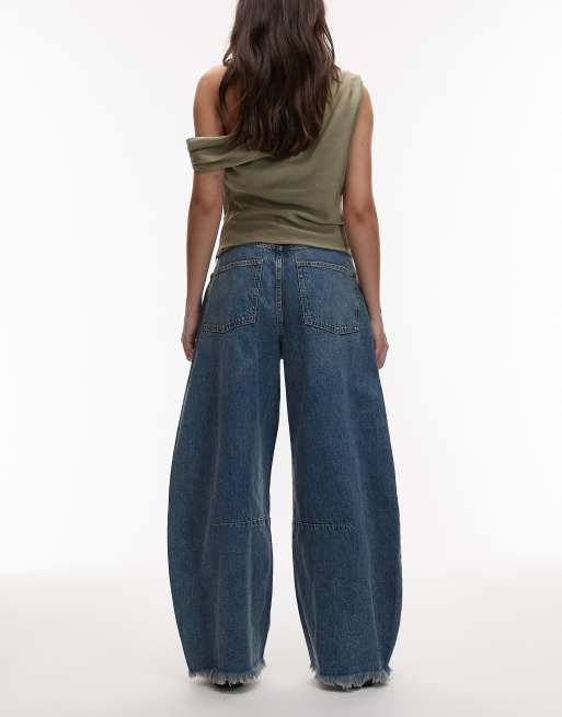 AllSaints payton cropped barrel leg denim jeans in vintage indigo, 2 of 5