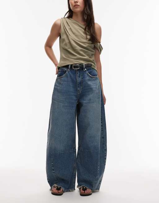 AllSaints - Payton - Cropped denim jeans met ballonpijpen in vintage indigo