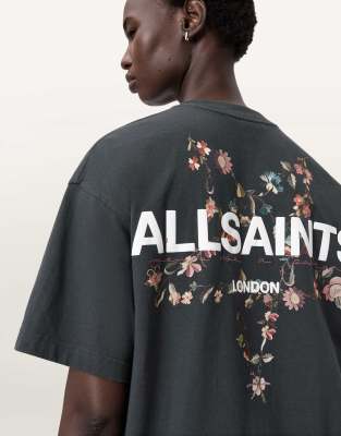 AllSaints - Pentacle Etta - T-Shirt in verwaschenem Schwarz