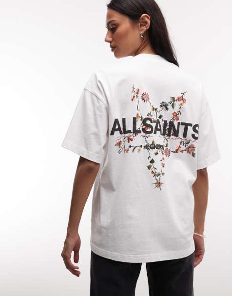AllSaints - Pentacle Etta - T-shirt met korte mouwen, grafisch logo en print op de achterkant in wit - view 1