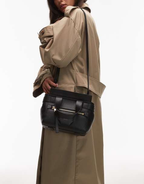 AllSaints Perez leather mini crossbody bag in black - BLACK - view 1