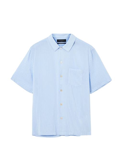 AllSaints – Perry – Kurzarmhemd in Kentucky-Blau