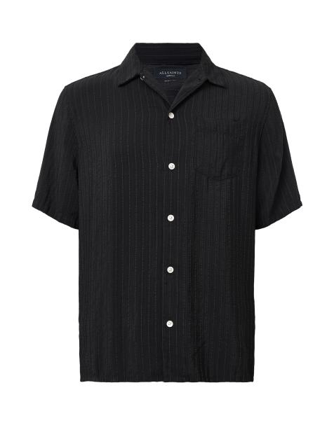 AllSaints – Perry – Kurzärmliges Hemd in Schwarz - view 1