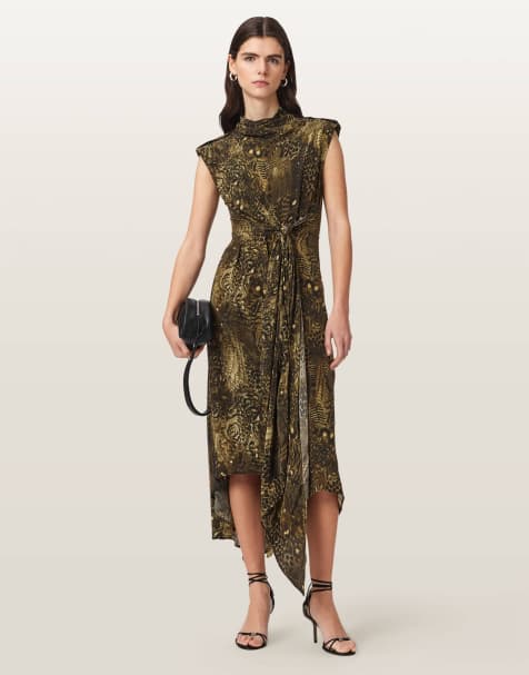 AllSaints - Persia - Vestido verde caqui estampado - view 1