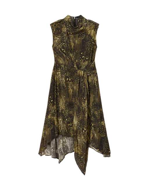 AllSaints - Persia - Vestido verde caqui estampado, 2 de 6