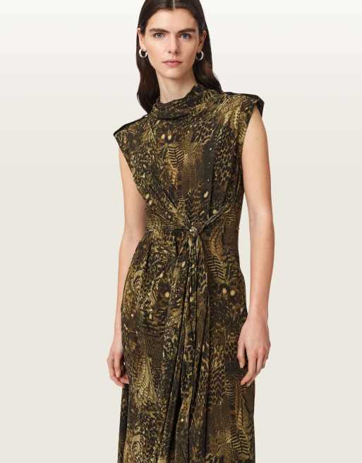 AllSaints - Persia - Vestido verde caqui estampado, 6 de 6