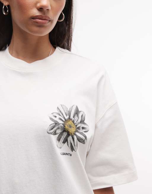 AllSaints - Petal Etta - T-shirt à manches courtes avec logo graphique et imprimé au dos - Blanc, 4 de 4