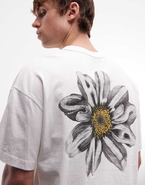 AllSaints Petals short sleeve graphic logo t-shirt with back print in white