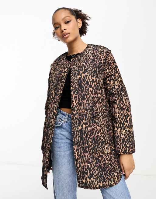 AllSaints Phyllis reversible liner jacket in leopard print