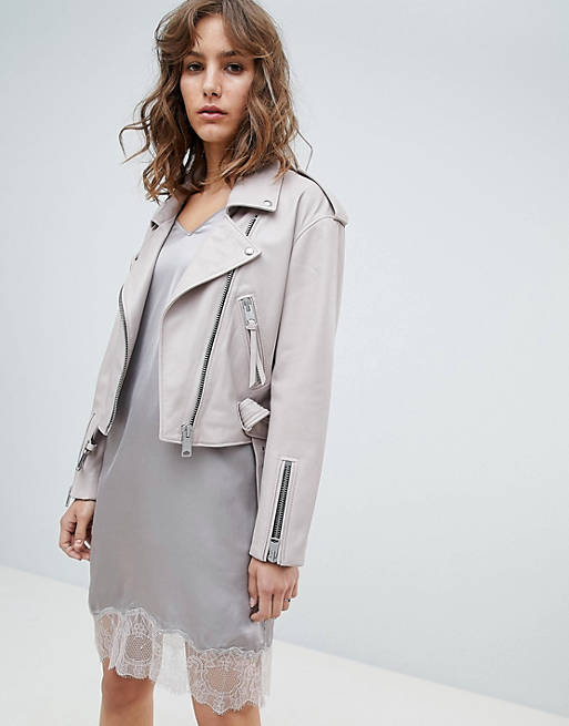 Allsaints Pink Leather Jacket Asos, All Saints Trench Coat Pink