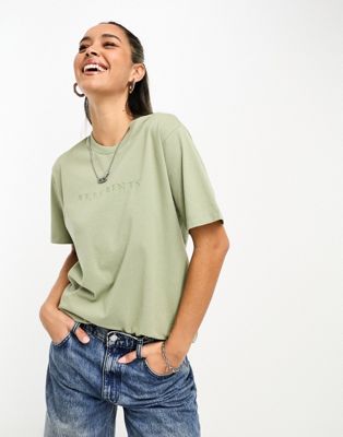 AllSaints Pippa boyfriend t-shirt in light green - ASOS Price Checker
